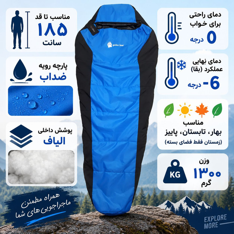 کیسه خواب کنتال مدل golden bear
